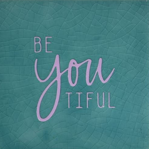 Tegeltje YETT - beYOUtiful groen/babyroze