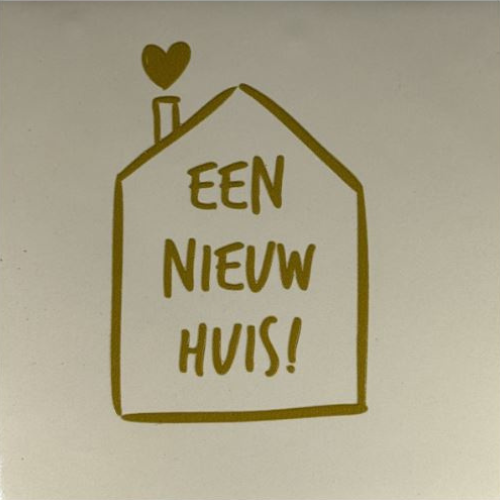 Tegeltje YETT - een nieuw huis creme/goud