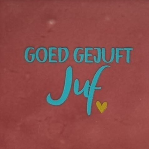 Tegeltje YETT - goed gejuft juf roze/turquoise