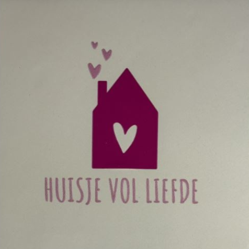 Tegeltje YETT- huisje vol liefde creme/knalroze