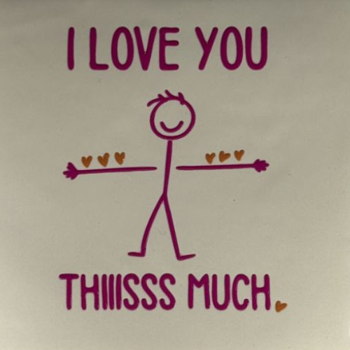 Tegeltje YETT- I love you thiisss much creme/roze