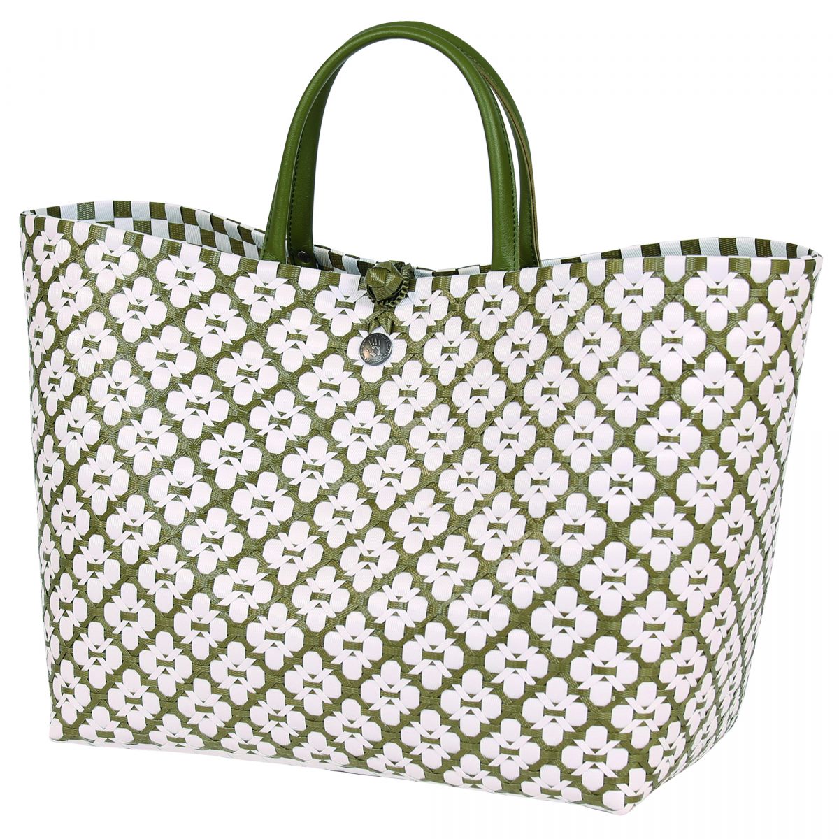 Shopper olive with white pattern size L - Motif Bag