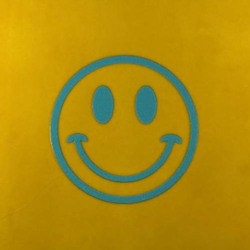 Tegeltje YETT- smiley geel/turquoise