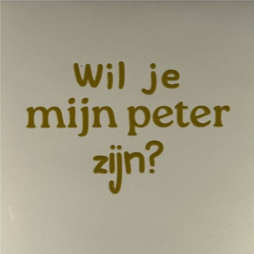 Tegeltje YETT- wil je mijn peter zijn creme/goud