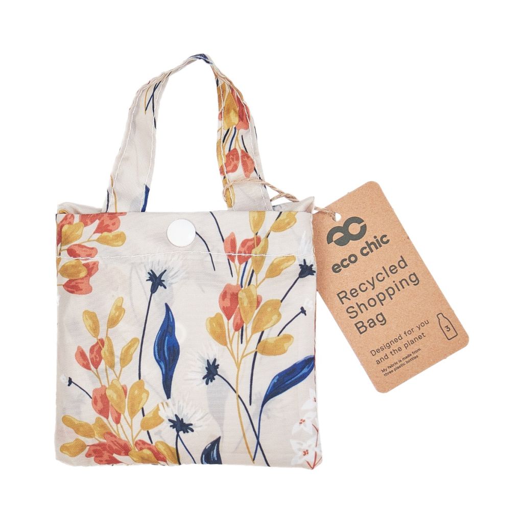 Opvouwbare shopper - beige wilde bloemen