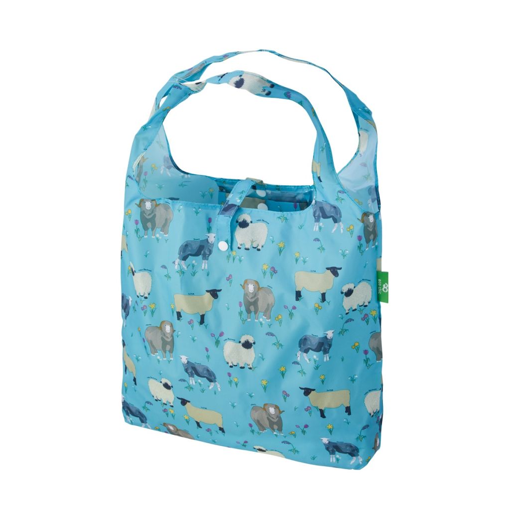 Opvouwbare shopper - licht blauw schapen