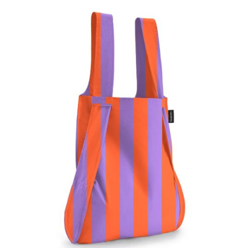 Notabag - Bag & Backpack - gestreept rood/paars