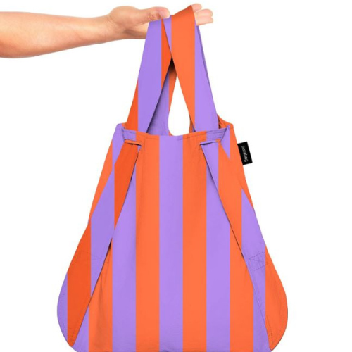 Notabag - Bag & Backpack - gestreept rood/paars