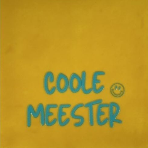 Tegeltje YETT - coole meester geel/turquoise