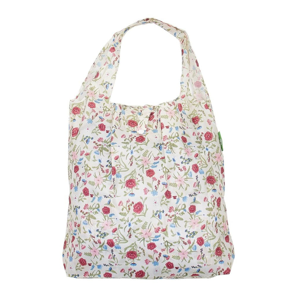 Opvouwbare shopper - beige bloemetjes