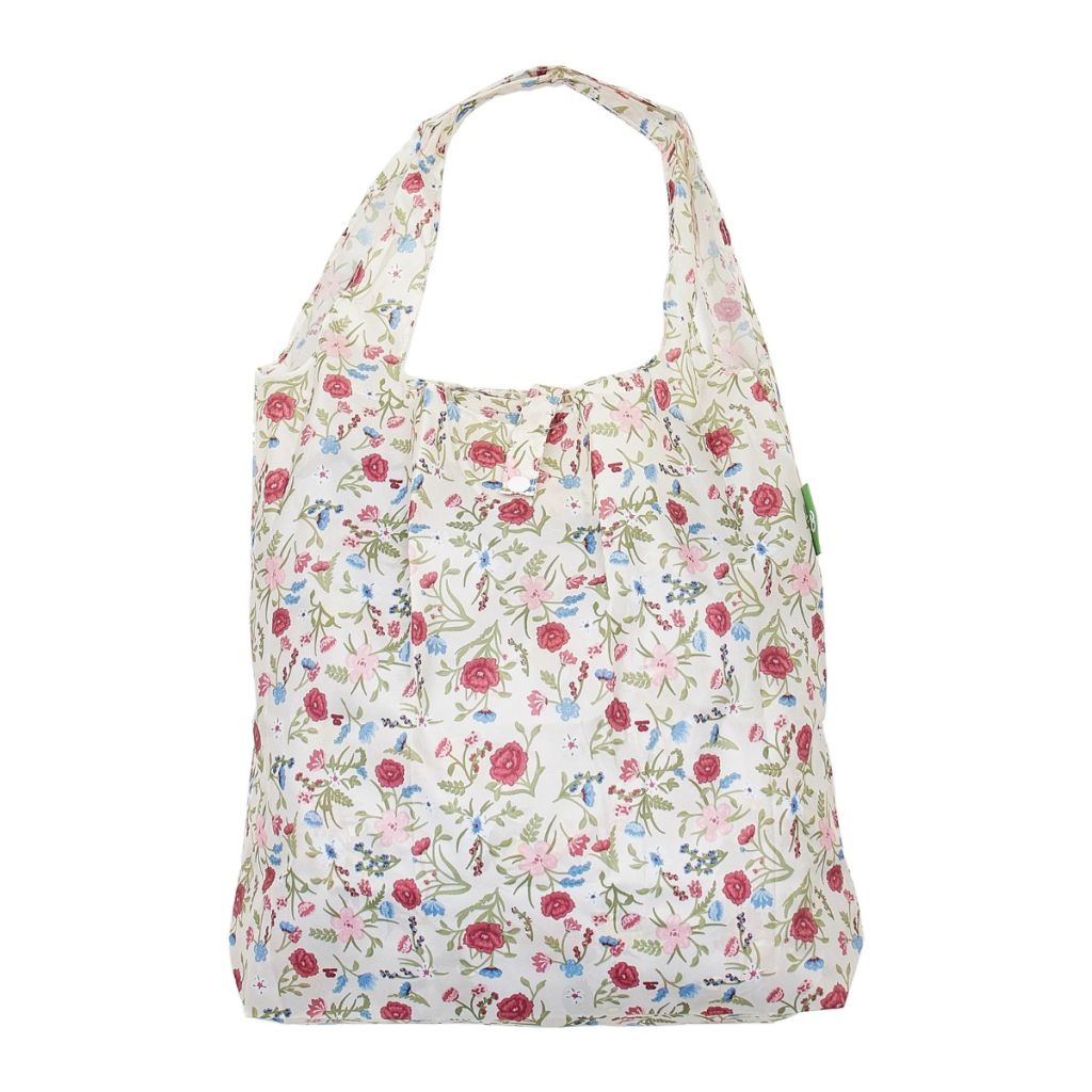 Opvouwbare shopper - beige bloemetjes