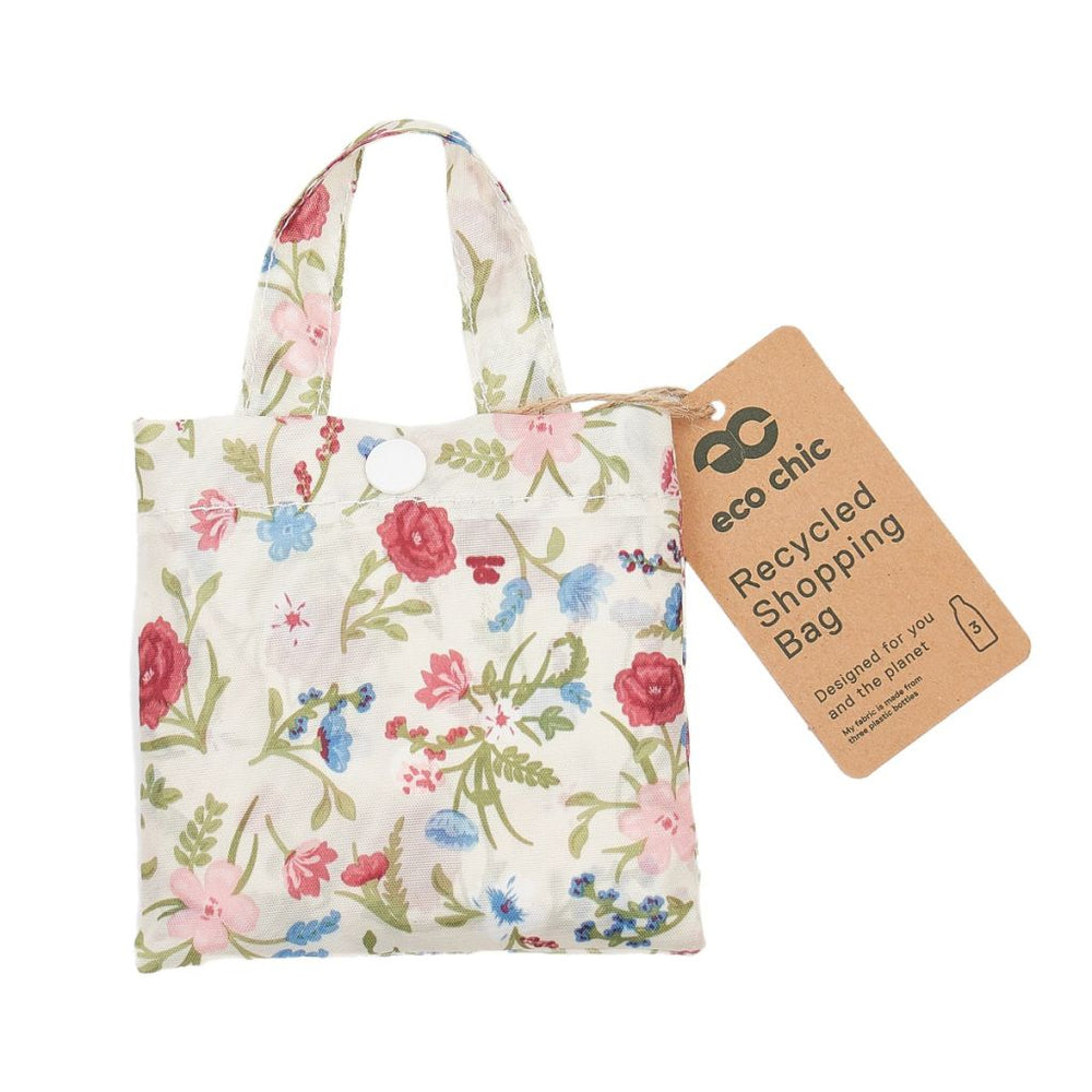 Opvouwbare shopper - beige bloemetjes