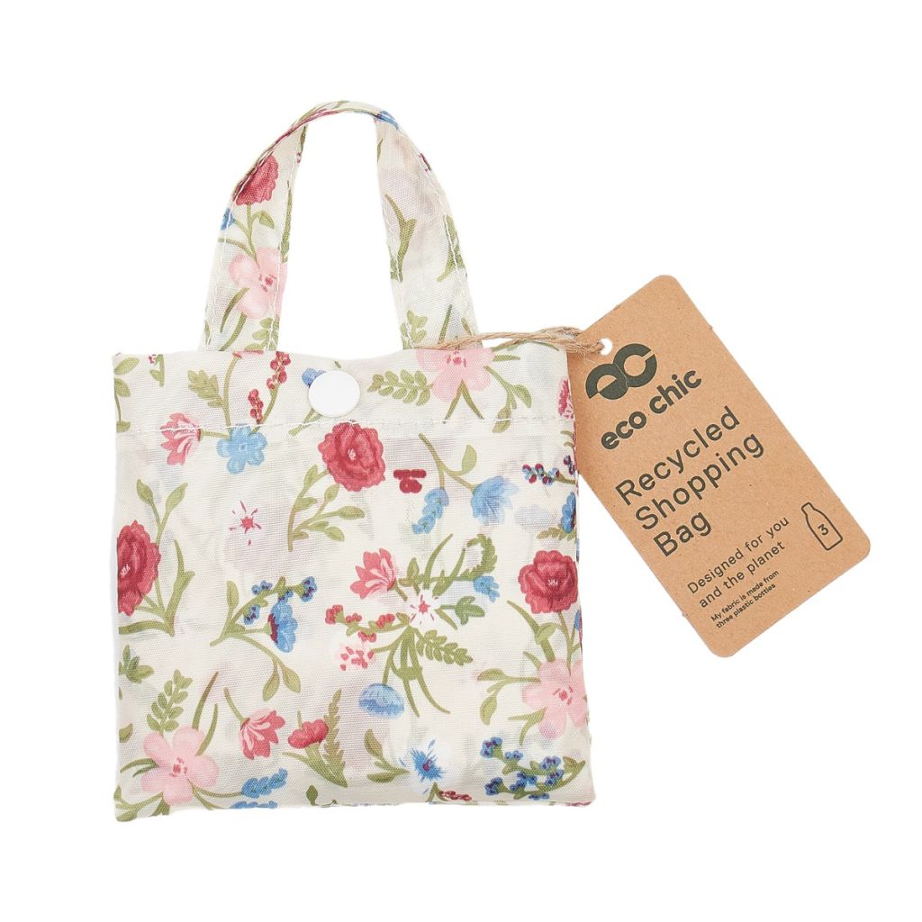 Opvouwbare shopper - beige bloemetjes