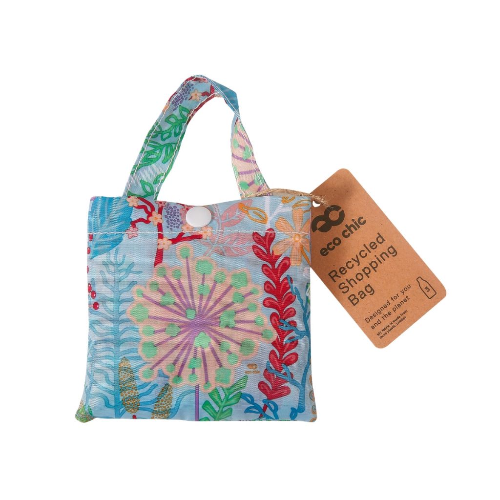 Opvouwbare shopper - blauw veldbloemen