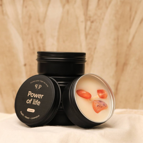 Blikje geurkaars The power of life