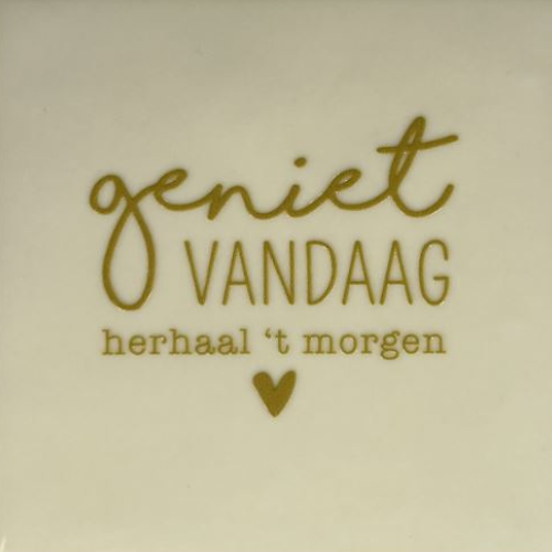 Tegeltje YETT - geniet vandaag creme/goud