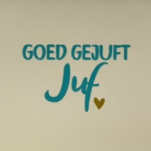 Tegeltje YETT - goed gejuft juf creme/turquoise