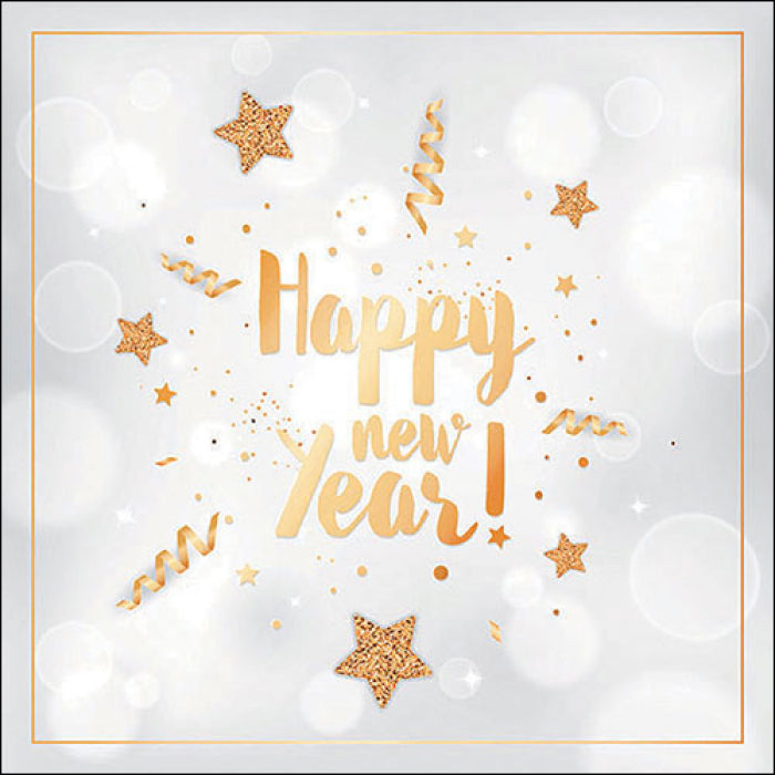 Napkins - Happy New Year white/gold