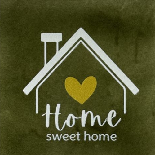 Tegeltje YETT- home sweet home olijf/creme