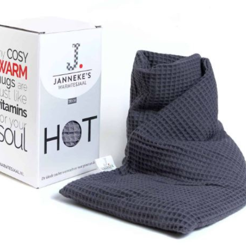 Warmtesjaal -   grof wafel antraciet grijs -  70 cm