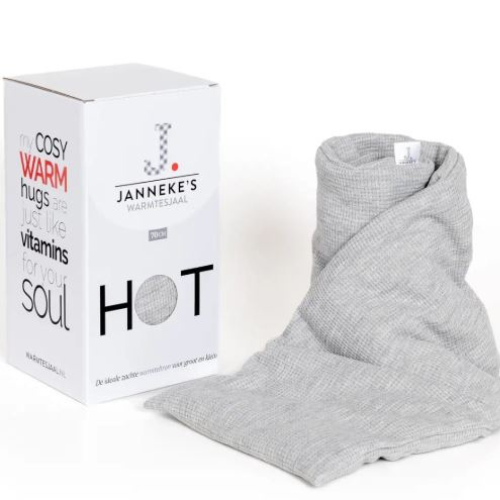 Warmtesjaal -  wafel licht grijs -  70 cm