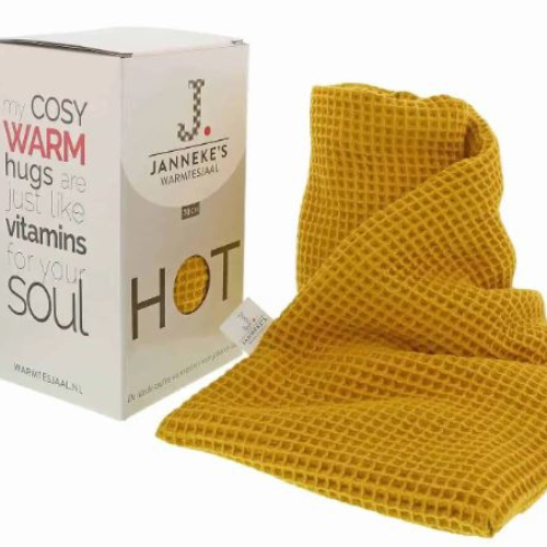 Warmtesjaal -  wafel grof oker geel -  70 cm