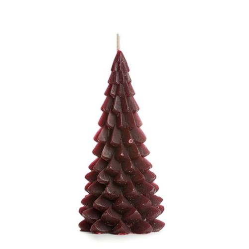 Kaars - Kerstboom - Aubergine - 10 x 20cm