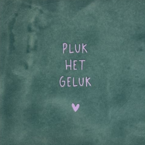 Tegeltje YETT- pluk het geluk zeegroen/babyroze