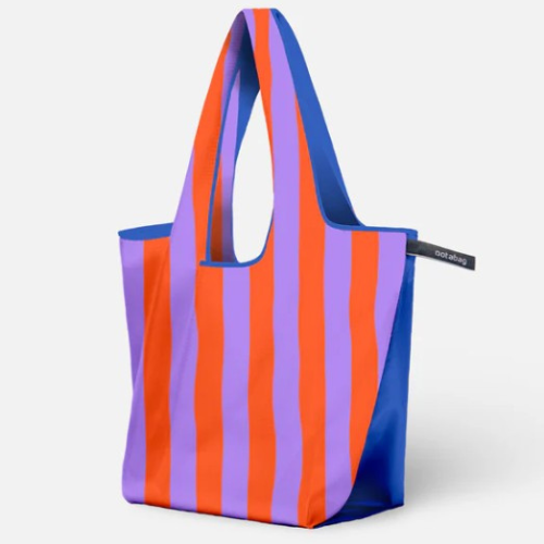 Notabag - Tote opvouwbare shopper - strepen oran/bl