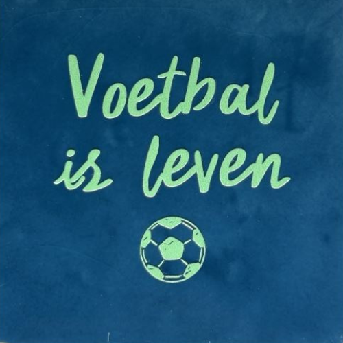 Tegeltje YETT- voetbal is leven donkerblauw/mint