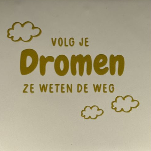 Tegeltje YETT- volg je dromen creme/goud