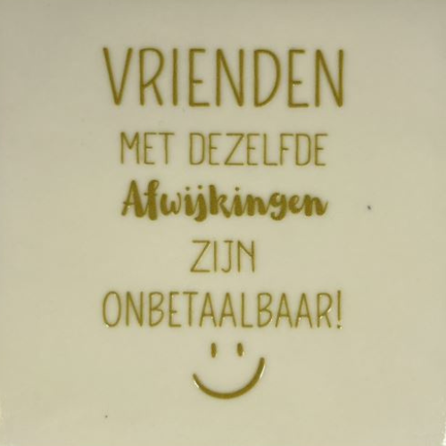 Tegeltje YETT- vrienden met dezelfde afwijkingen creme/goud