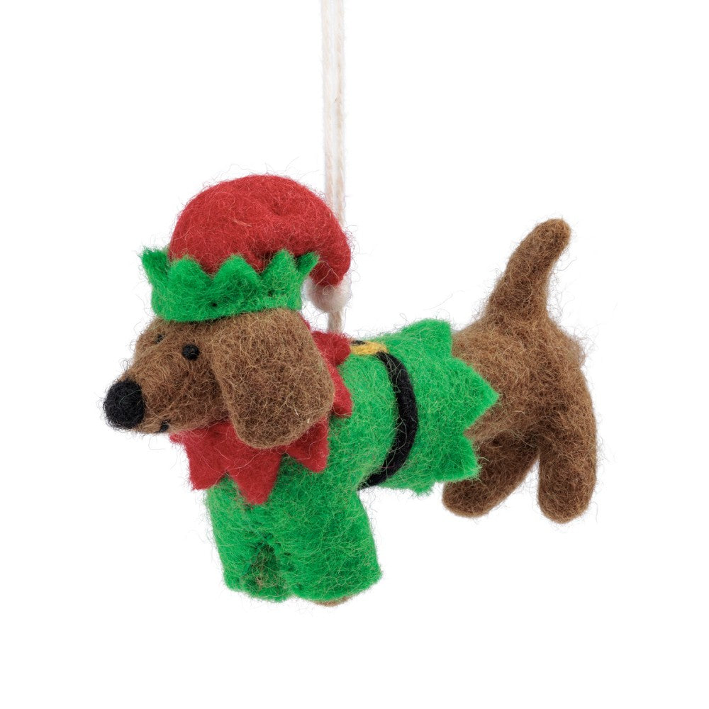 Kerst - hanger teckel kerstelf