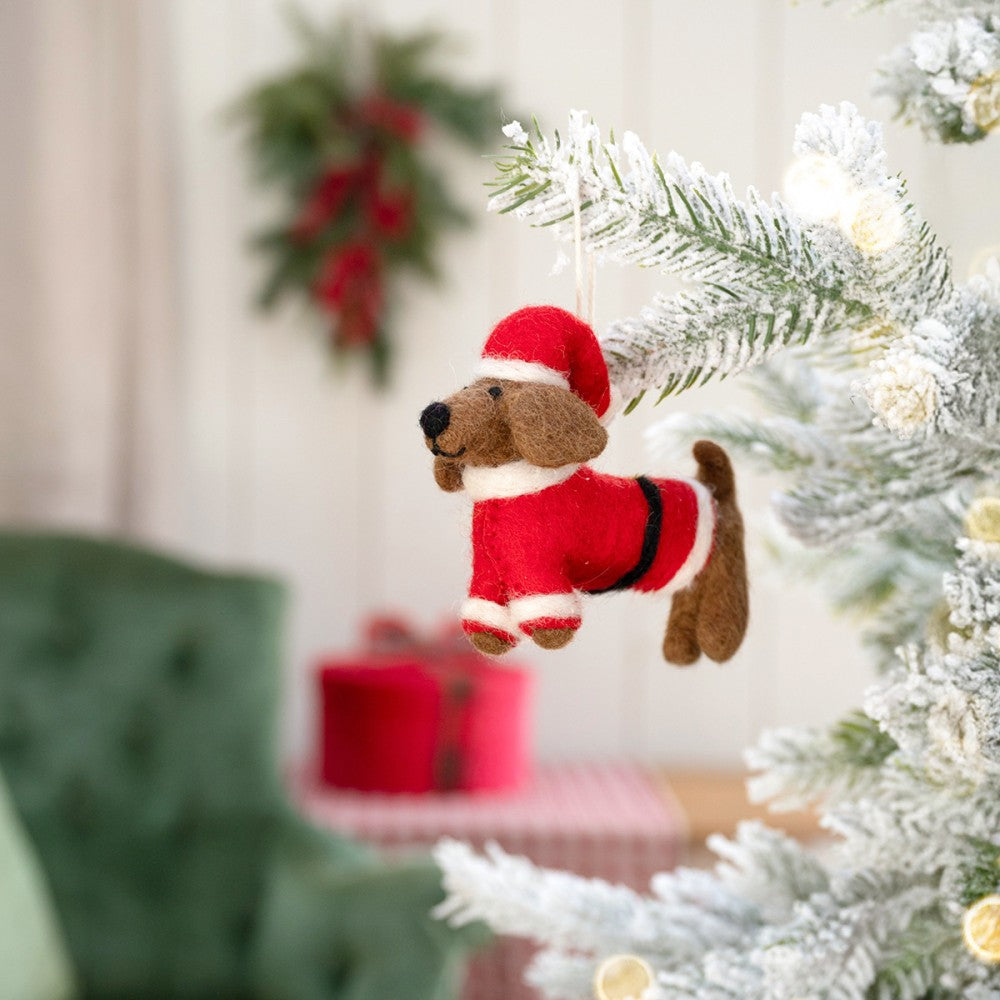 Kerst - hanger teckel kerstman