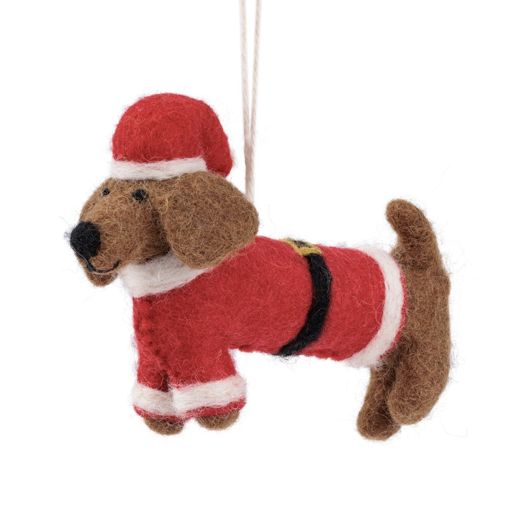 Kerst - hanger teckel kerstman