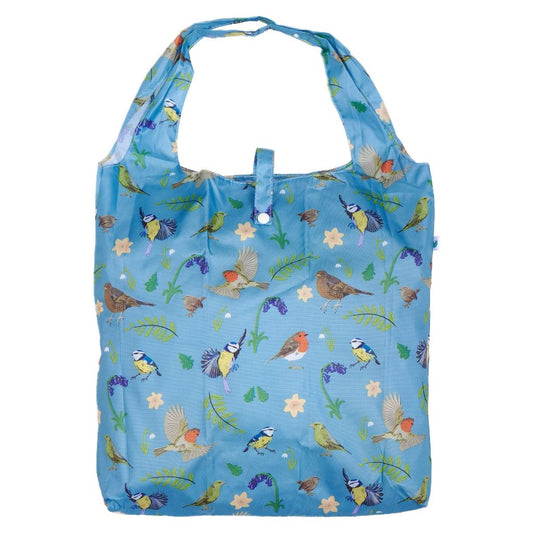 Opvouwbare shopper - licht blauw vogeltjes